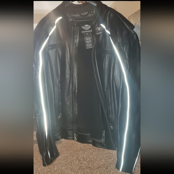 🏍Harley-Davidson Black Leather Motorcycle Willie G Reflective Jacket MINT (4XL) - Picture 2 of 13